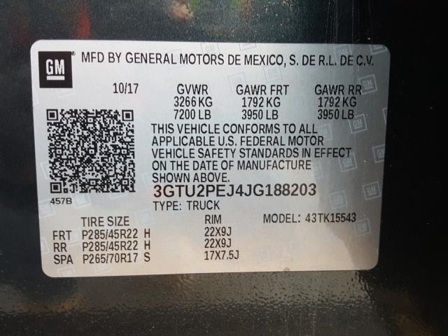 2018 GMC SIERRA K15 3GTU2PEJ4JG188203
