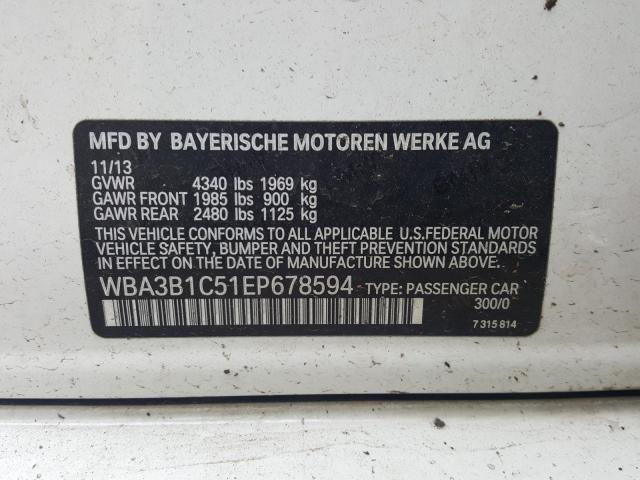 2014 BMW 320 I WBA3B1C51EP678594