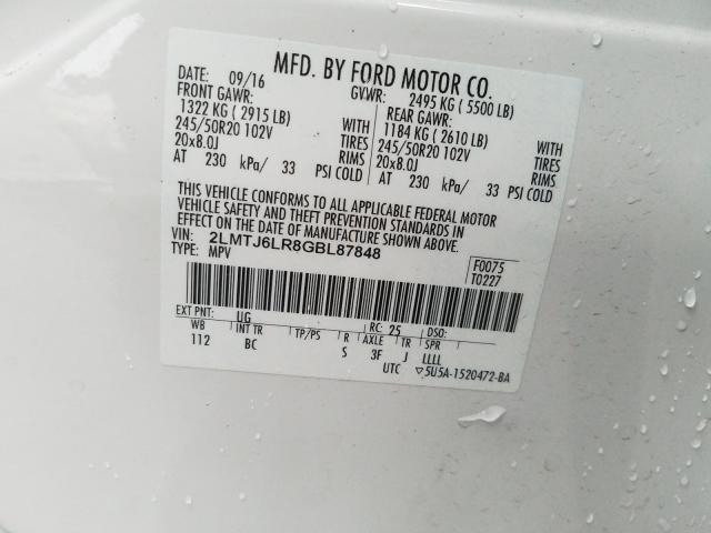 2016 LINCOLN MKX RESERV 2LMTJ6LR8GBL87848