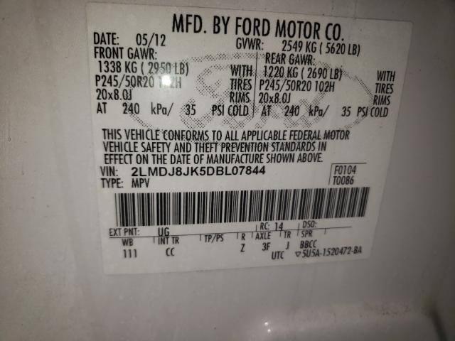 2013 LINCOLN MKX 2LMDJ8JK5DBL07844