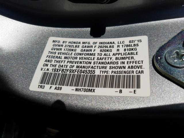 2015 HONDA CIVIC EXL 19XFB2F9XFE045355