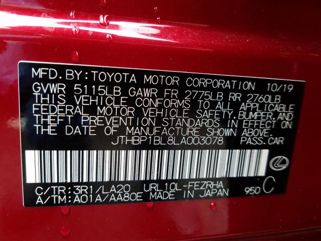 2020 LEXUS GS-F JTHBP1BL8LA003078