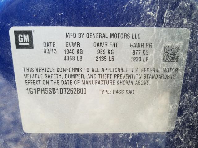 2013 CHEVROLET CRUZE ECO 1G1PH5SB1D7262800