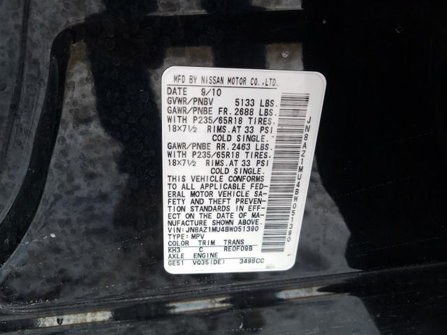 2011 NISSAN MURANO S JN8AZ1MU4BW051390