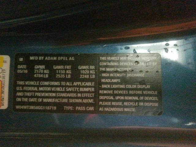 2016 BUICK CASCADA PR W04WT3N58GG118719