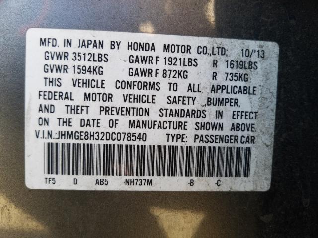 2013 HONDA FIT JHMGE8H32DC078540