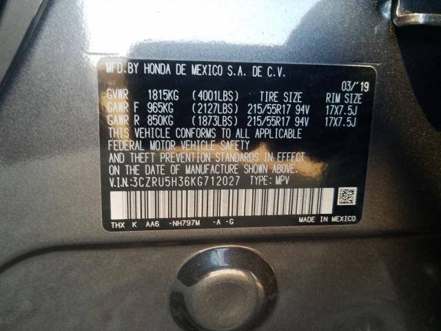 2019 HONDA HR-V LX 3CZRU5H36KG712027