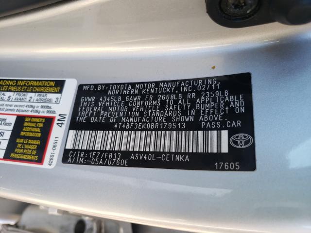 2011 TOYOTA CAMRY BASE 4T4BF3EK0BR179513