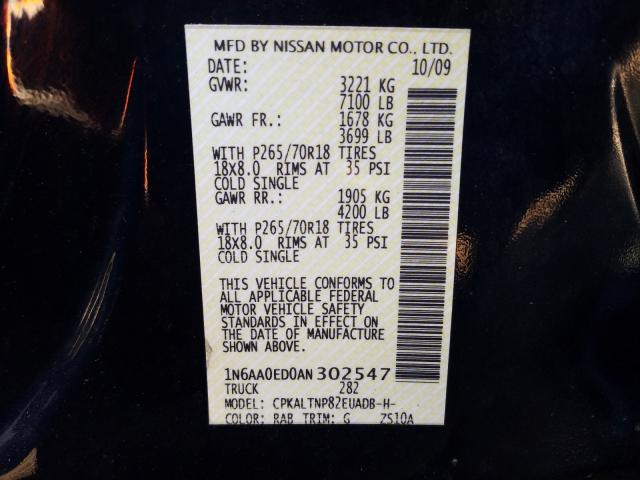 2010 NISSAN TITAN XE 1N6AA0ED0AN302547