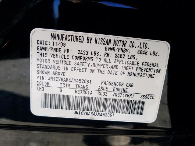 2010 INFINITI G37 JN1CV6AR4AM452061