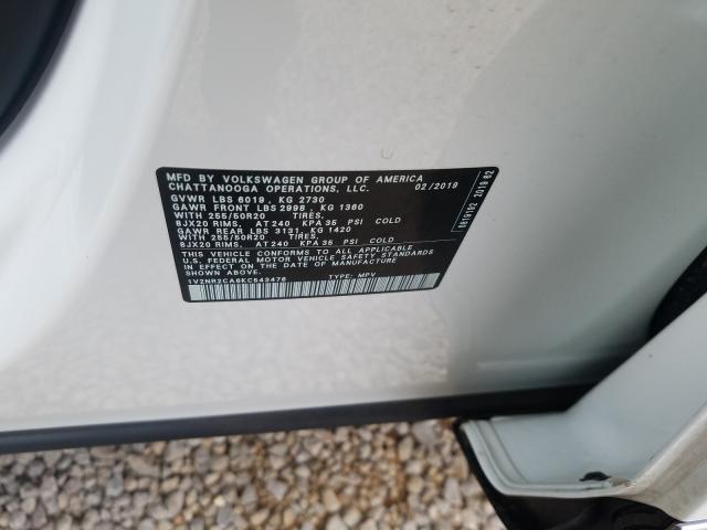 2019 VOLKSWAGEN ATLAS SEL 1V2NR2CA6KC543476