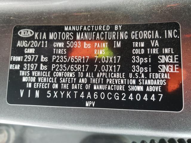 2012 KIA SORENTO BA 5XYKT4A60CG240447