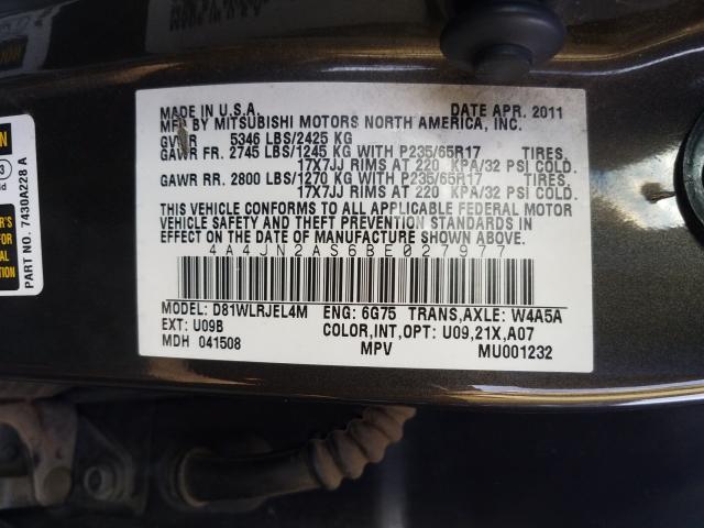 2011 MITSUBISHI ENDEAVOR L 4A4JN2AS6BE027977
