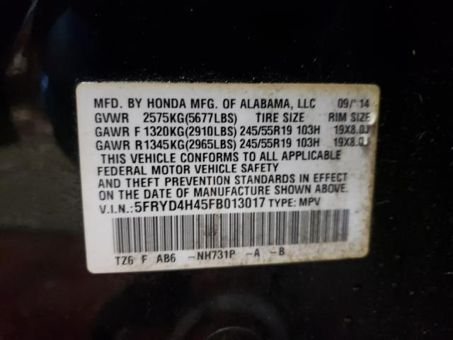 2015 ACURA MDX TECHNO 5FRYD4H45FB013017