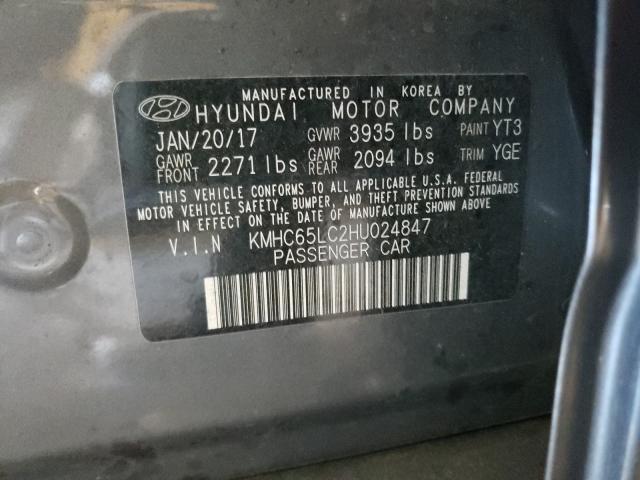 2017 HYUNDAI IONIQ BLUE KMHC65LC2HU024847