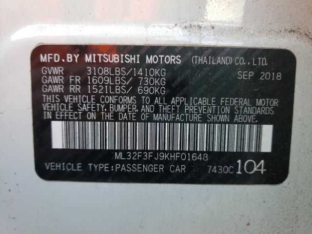 2019 MITSUBISHI MIRAGE G4 ML32F3FJ9KHF01648