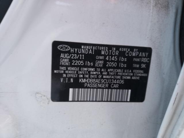 2012 HYUNDAI ELANTRA TO KMHDB8AE9CU134406