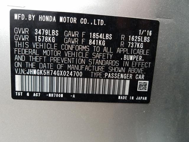 2016 HONDA FIT EX JHMGK5H74GX024700