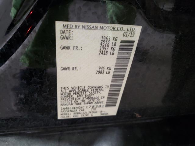 2019 NISSAN ALTIMA SL 1N4BL4EV0KC178381