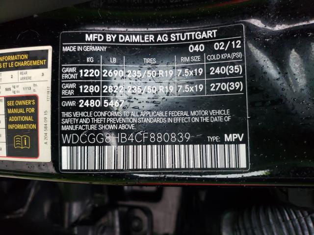 2012 MERCEDES-BENZ GLK 350 4M WDCGG8HB4CF880839