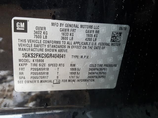 2016 GMC YUKON XL K 1GKS2FKC9GR404941
