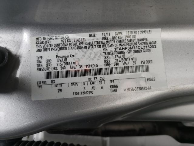 2012 FORD FOCUS SEL 1FAHP3M21CL315202