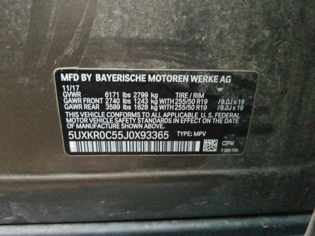 2018 BMW X5 XDRIVE3 5UXKR0C55J0X93365