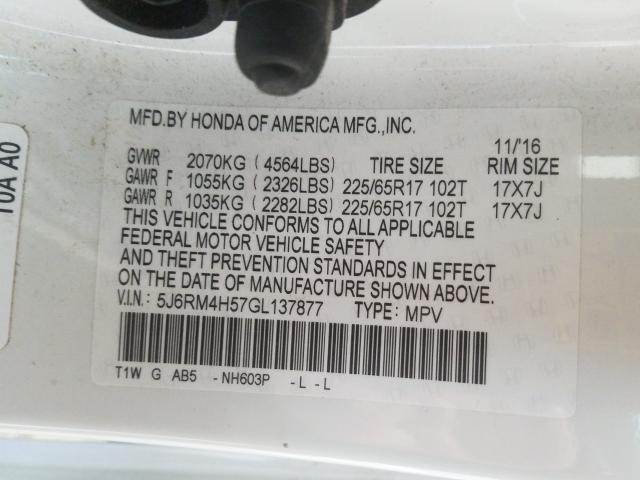 2016 HONDA CR-V 5J6RM4H57GL137877