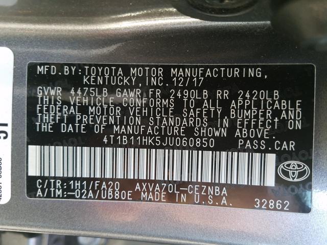 2018 TOYOTA CAMRY 4T1B11HK5JU060850