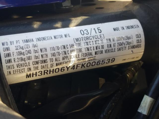 2015 YAMAHA YZFR3 MH3RH06Y4FK006539
