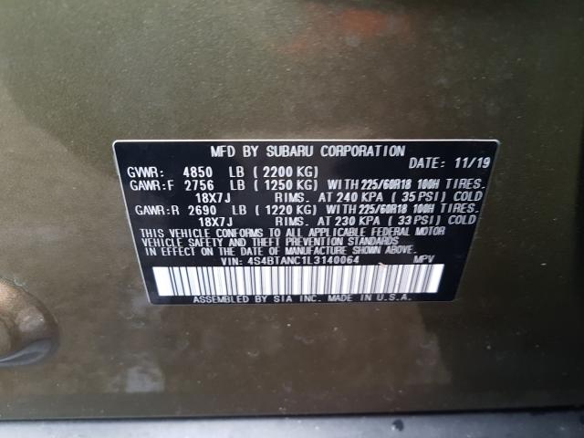 2020 SUBARU OUTBACK LI 4S4BTANC1L3140064