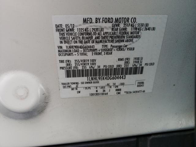 2013 LINCOLN MKS 1LNHL9EK4DG604443