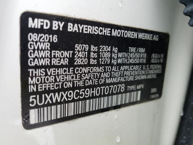 2017 BMW X3 XDRIVE2 5UXWX9C59H0T07078