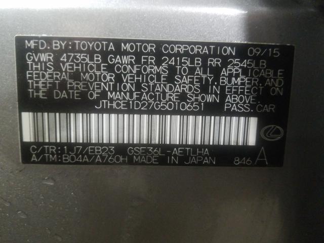 2016 LEXUS IS 350 JTHCE1D27G5010651