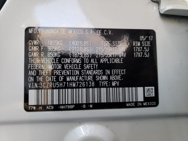 2017 HONDA HR-V EXL 3CZRU5H71HM726138