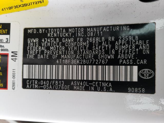 2011 TOYOTA CAMRY BASE 4T1BF3EK2BU772767