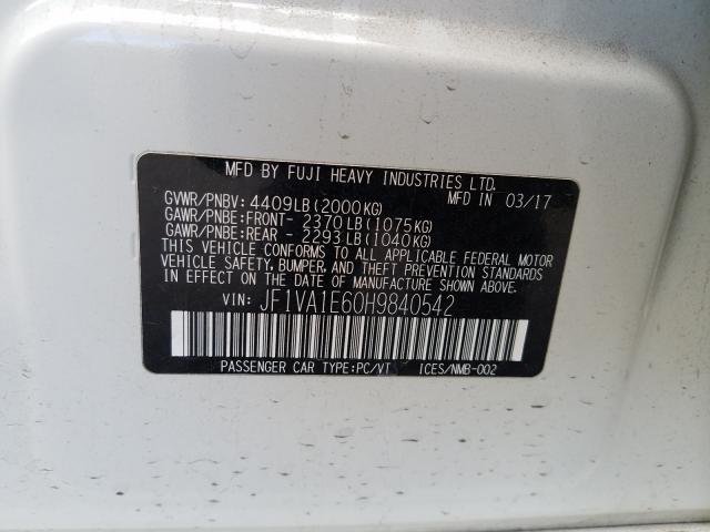 2017 SUBARU WRX PREMIU JF1VA1E60H9840542