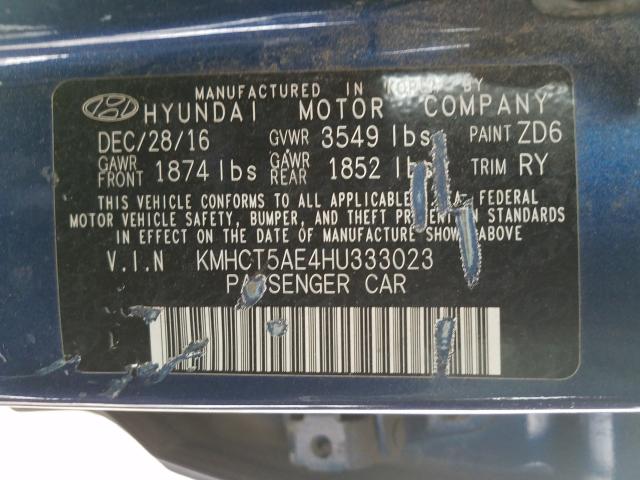 2017 HYUNDAI ACCENT SE KMHCT5AE4HU333023