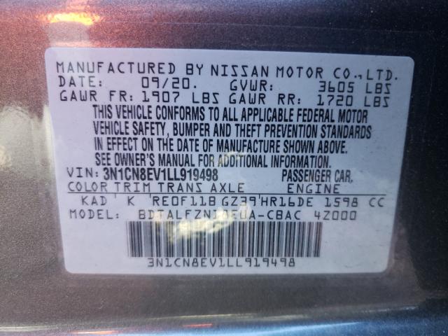 2020 NISSAN VERSA SV 3N1CN8EV1LL919498