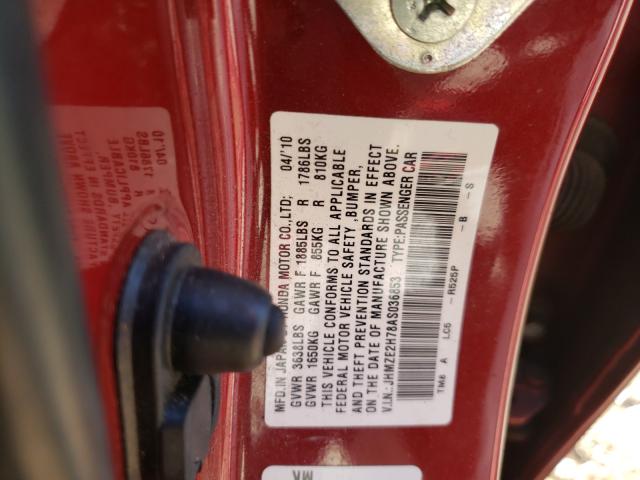 2010 HONDA INSIGHT EX JHMZE2H78AS036853