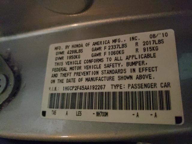 2010 HONDA ACCORD LXP 1HGCP2F45AA192267
