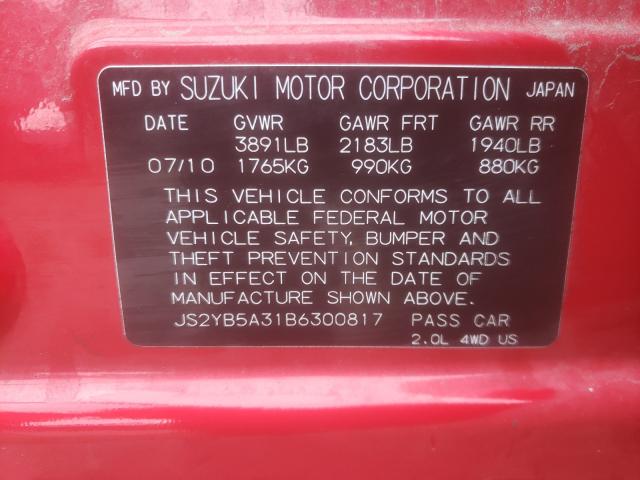 2011 SUZUKI SX4 JS2YB5A31B6300817