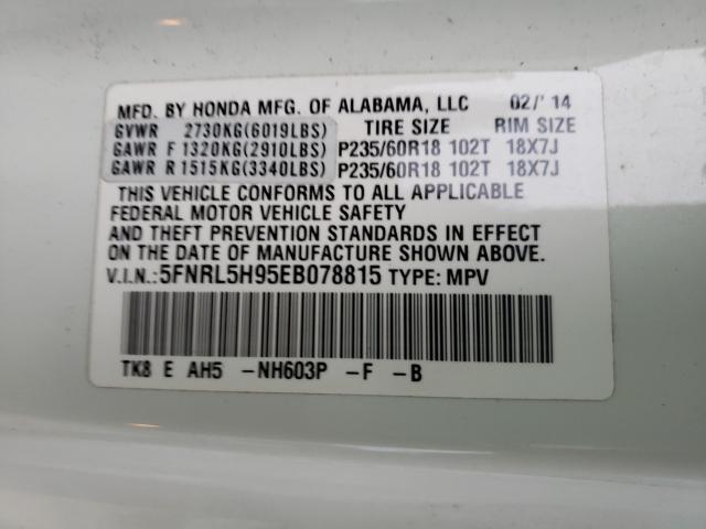 2014 HONDA ODYSSEY TO 5FNRL5H95EB078815