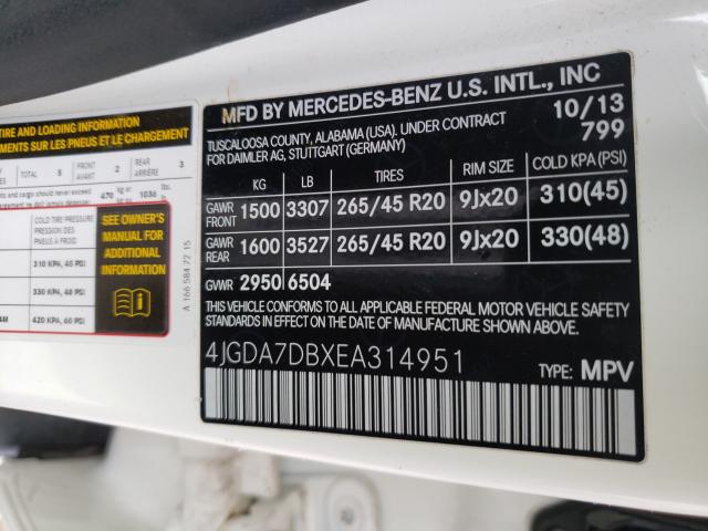 2014 MERCEDES-BENZ ML 550 4MA 4JGDA7DBXEA314951