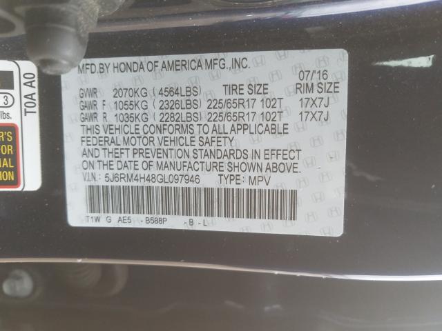 2016 HONDA CR-V SE 5J6RM4H48GL097946
