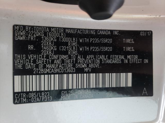 2017 LEXUS RX 450H BA 2T2BGMCA9HC013603