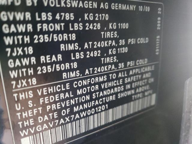 2010 Volkswagen Tiguan S VIN: WVGAV7AX7AW001201 Lot: 61785764