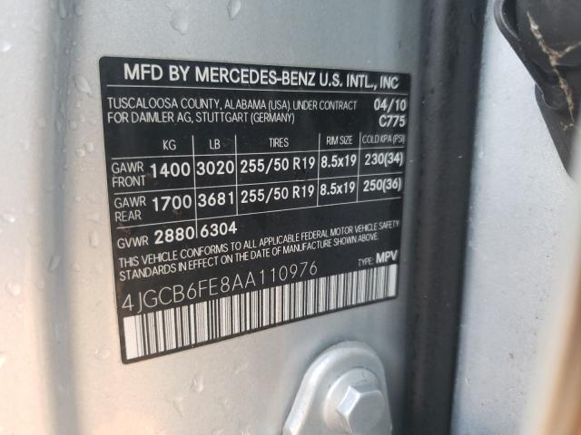 2010 MERCEDES-BENZ R350 4JGCB6FE8AA110976