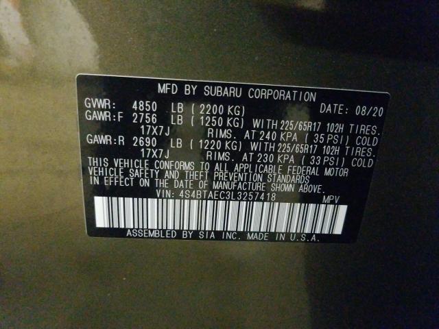 2020 SUBARU OUTBACK PR 4S4BTAEC3L3257418