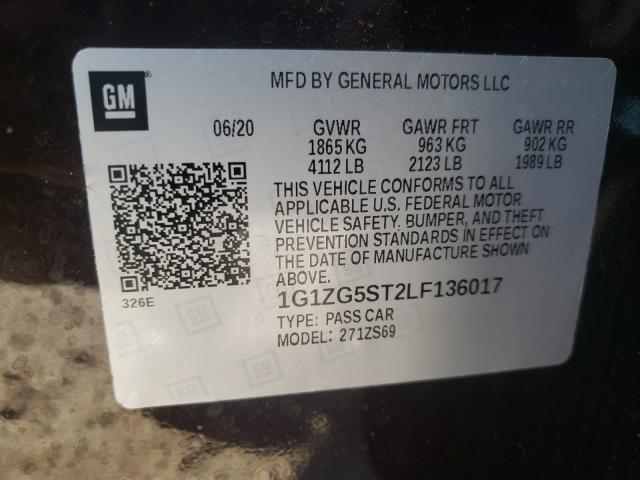 2020 CHEVROLET MALIBU 1G1ZG5ST2LF136017